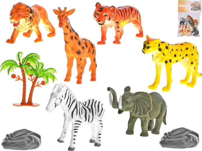 Set safari životinjica 10 cm, 6 kom s dodacima u vrećici