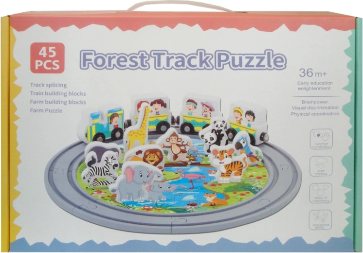 Wooden train with tracks and animals (45 pieces)