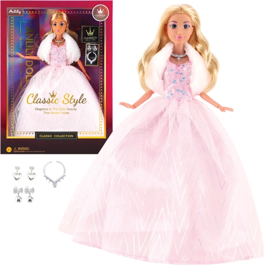 Modna lutka u svečanoj svijetloružičastoj haljini