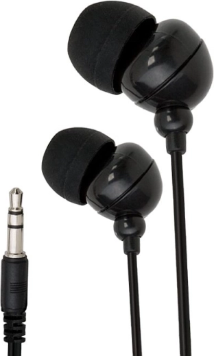 Black in-ear headphones with 3.5 mm jack
