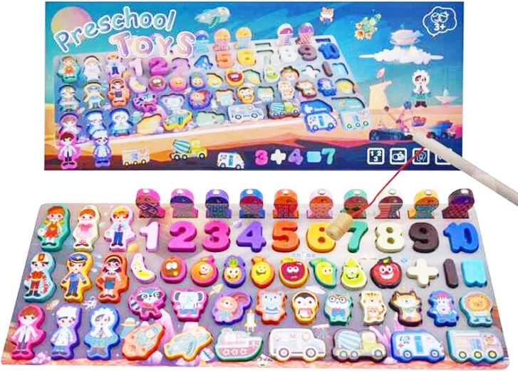 Dječja drvena edukativna igra s ribicama i umecima oblika