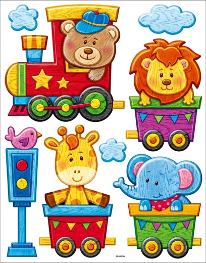 Dekorativne zidne naljepnice Vlak sa životinjama