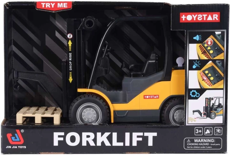 Battery-powered children's forklift with pallet hook