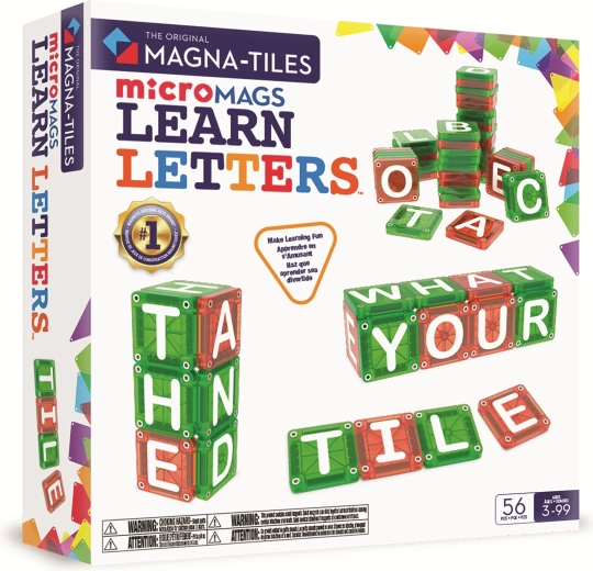 MAGNA-TILES microMAGS Magnetic Building Set with Letters, 56 Pieces