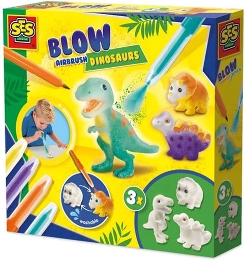 SES flomasteri s efektom airbrusha – dinosauri (3 figurice)
