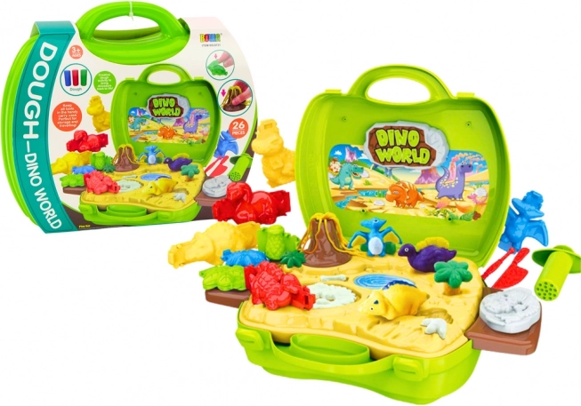 Plastelin svijet dinosaura u koferu – kalupi i alati, zelena