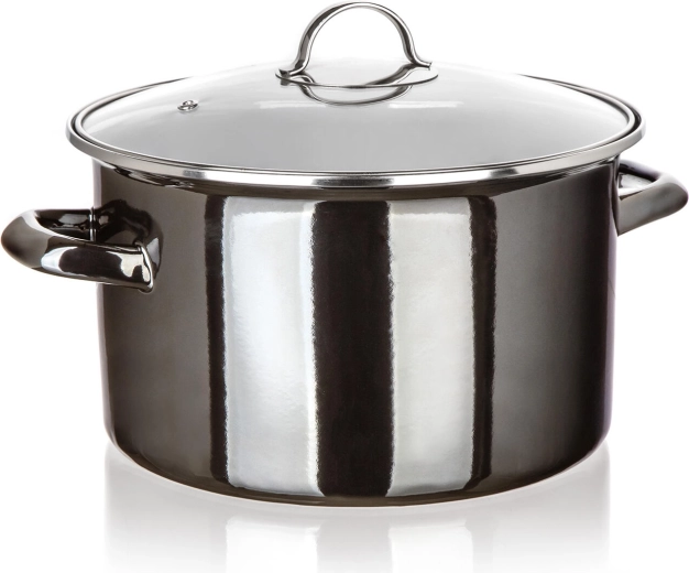 Emajlirani lonac sa staklenim poklopcem 26 cm 6 l Metallic Black