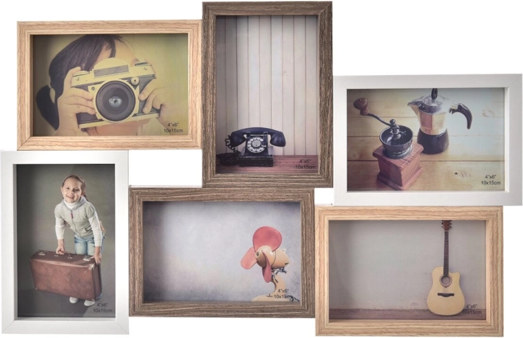 Drveni foto okvir za 6 fotografija 50 × 32 cm