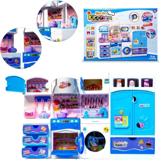 Doll kitchen furniture – large set, blue - 1 piece
