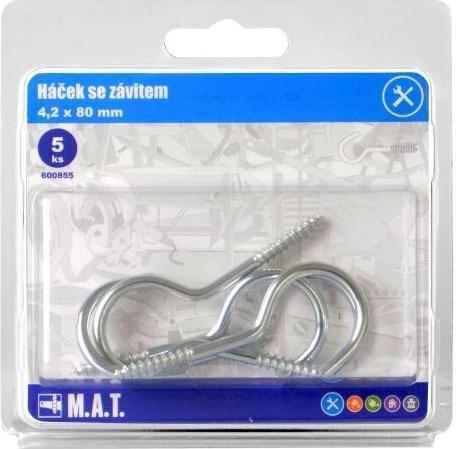 Kuka s navojem 80 × 4,2 mm, pocinčana, 5 kom