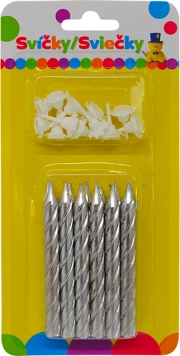 Rođendanska jumbo svijeća, metalik srebrna sa šljokicama