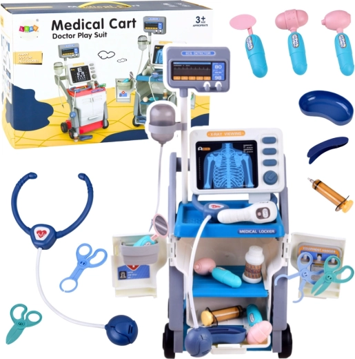 Children's medical set with stethoscope and lights – blue