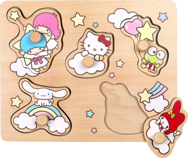 Drvena umetaljka puzzle s ručkicama Hello Kitty