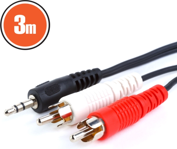 RCA to 3.5 mm stereo jack audio cable, 3 m