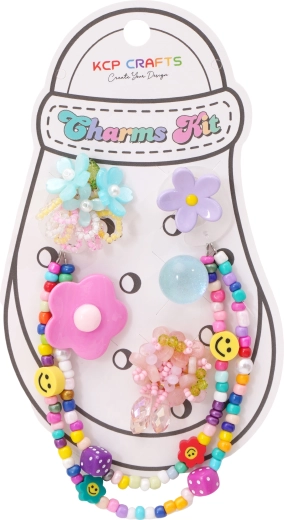 Set of decorative accessories for slippers – cheerful smileys and colorful flowers