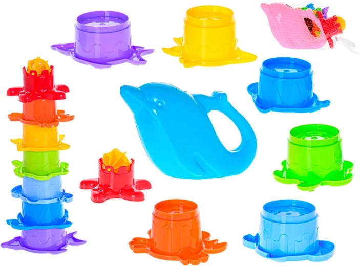 Piramida morske životinjice s vrćem u obliku dupina, 7 katova, 28 cm