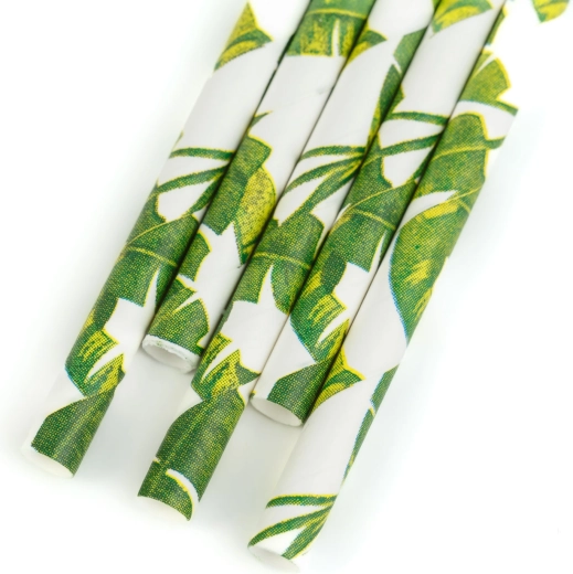 Paper Straw with Jungle Design 197 × 6 mm, 25 pcs