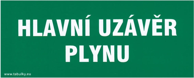 Samoljepljiva sigurnosna pločica Glavni plinski zatvarač 210 × 87 mm