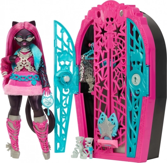 Monster High Sablasne tajne Catty Noir – igračka s garderobom i iznenađenjima