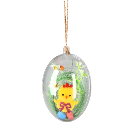 Uskrsna viseća dekoracija pilić u prozirnoj kugli, set 12 kom