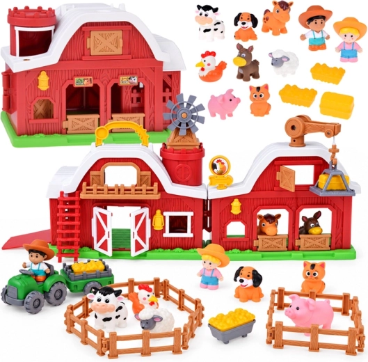Interactive farm – opening barn with sound, 10 figurines and tractor
