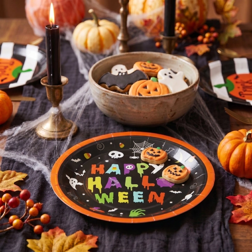 Halloween paper plates Happy Halloween, round, 23 cm, 8 pcs
