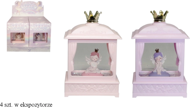 Noćna lampica s rotirajućim šljokicama i glazbenom kutijom na baterije