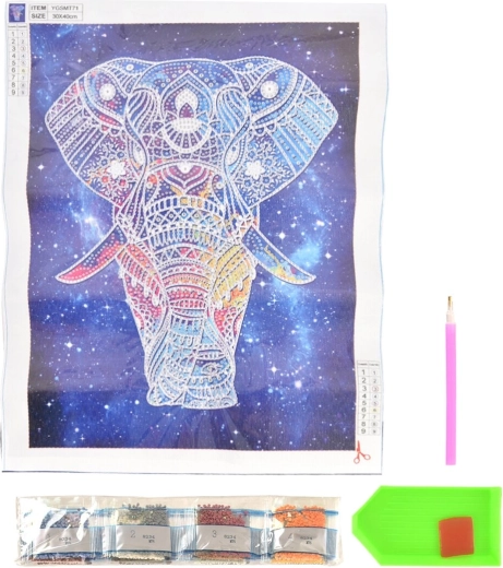 Dijamantno slikanje svjetleći slon 30 × 40 cm