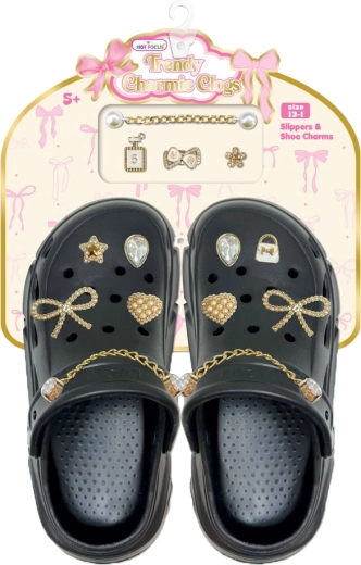 Children's DELUX sandals in black with accessories, size 33–34 (220 mm)