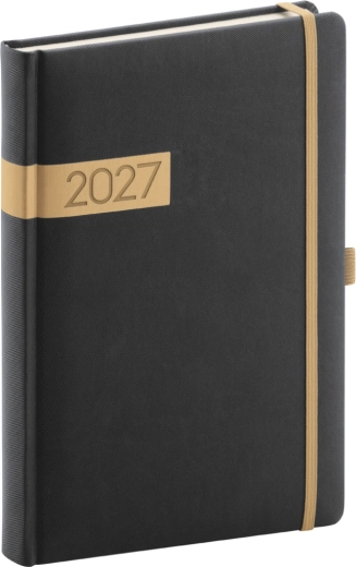 Notique dnevni planer Twill 2027 crno-zlatni 15 × 21 cm