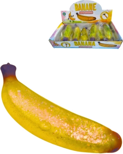 Glittery squishy anti-stress banana, stretchy - 1 piece