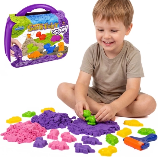 WOOPIE kinetic sand with dinosaurs in a case, 13 pieces