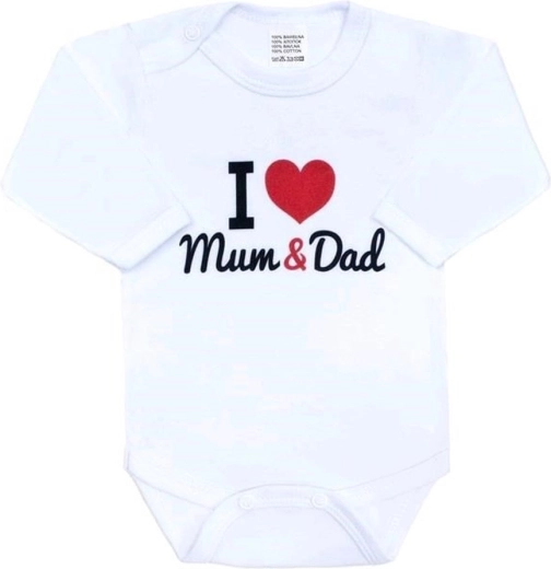 Children’s long-sleeve bodysuit New Baby I love mum and dad, size 80 (9–12 months)