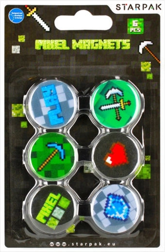 Minecraft pixel magnets, set of 6 pcs