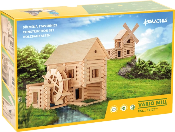 Walachia drvena građevna igračka Vario Mill (122 dijela)