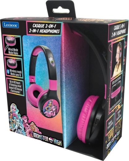 Lexibook 2u1 Bluetooth sklopive dječje slušalice MONSTER HIGH s ograničenjem glasnoće