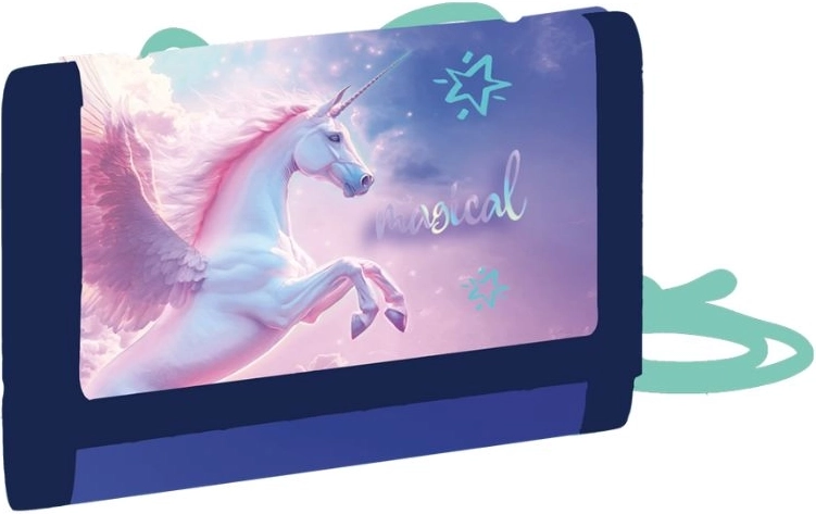 Dječji tekstilni novčanik Pegaz za nošenje oko vrata s čičak zatvaračem