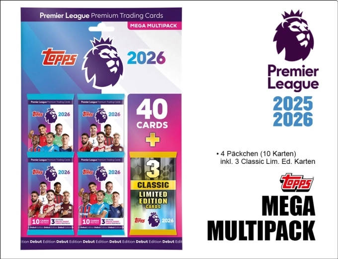 Topps Premier League trading cards 2025/2026 mega multipack