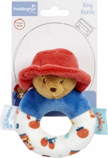 Plišana zvečkica PADDINGTON – mekani prsten za bebe