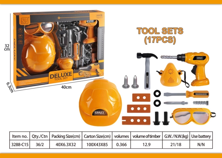 Kids’ DIY Tool Set – Yellow with Helmet
