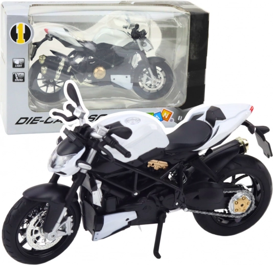 metalni sportski motocikl 1:12 sa svjetlima i zvukovima – bijeli