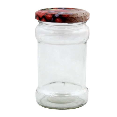 Set staklenih staklenki za zimnicu 314 ml sa crnim navojnim poklopcima 66 mm, kvadratni oblik, 12 kom