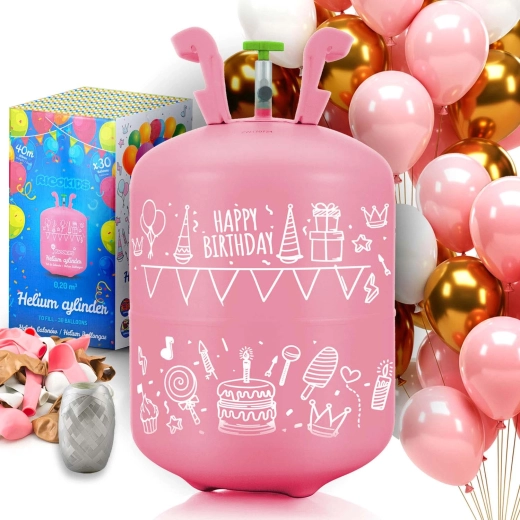 Jednokratna boca helija 0,20 m³ s balonima i vrpcom RICOKIDS