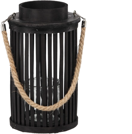 Drveni lampion 30 × 20 cm crni