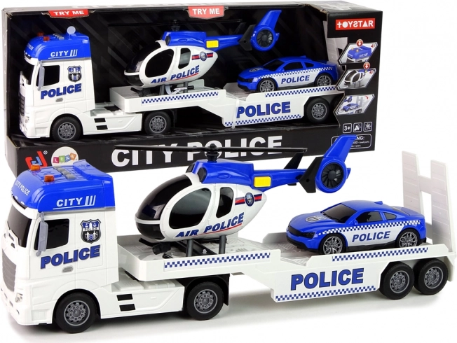 Policijski set: tegljač, auto i helikopter s zvučnim i svjetlosnim efektima