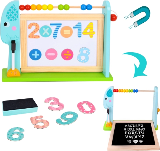 TOOKY TOY double-sided educational elephant board with abacus
