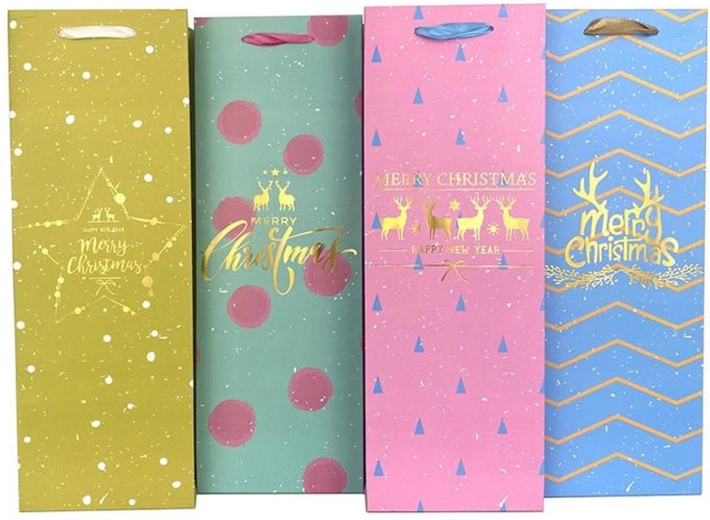 Božićna darovna vrećica za vino 36 × 12,5 × 8,5 cm (mješavina motiva)