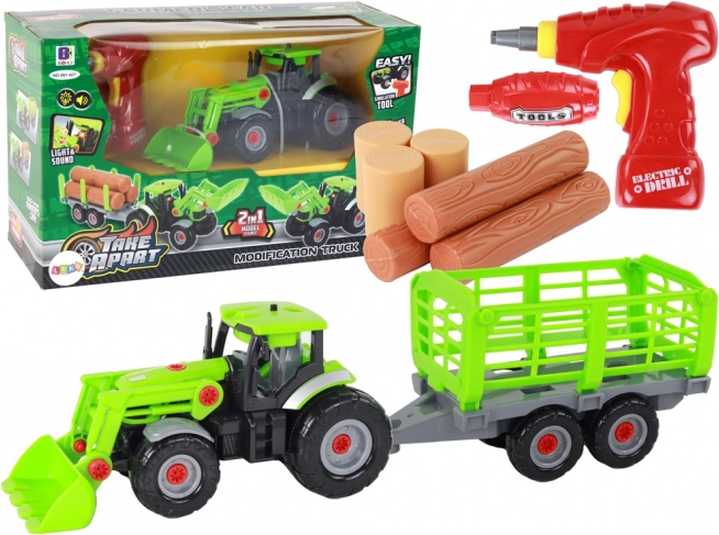 Traktor s prikolicom za DIY montažu s odvijačem