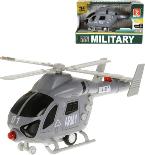 Army plastic helicopter powered by batteries with light and sound - 1 piece