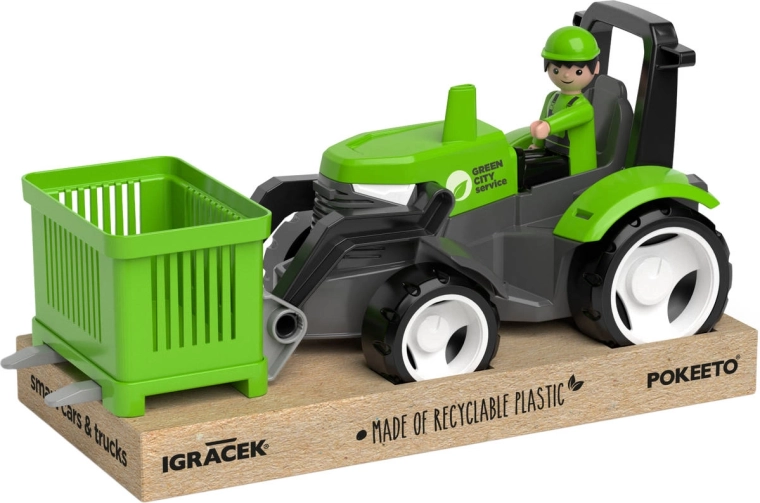 EFKO Igráček MultiGO zeleni traktor s vilicama, figuricom i paletom